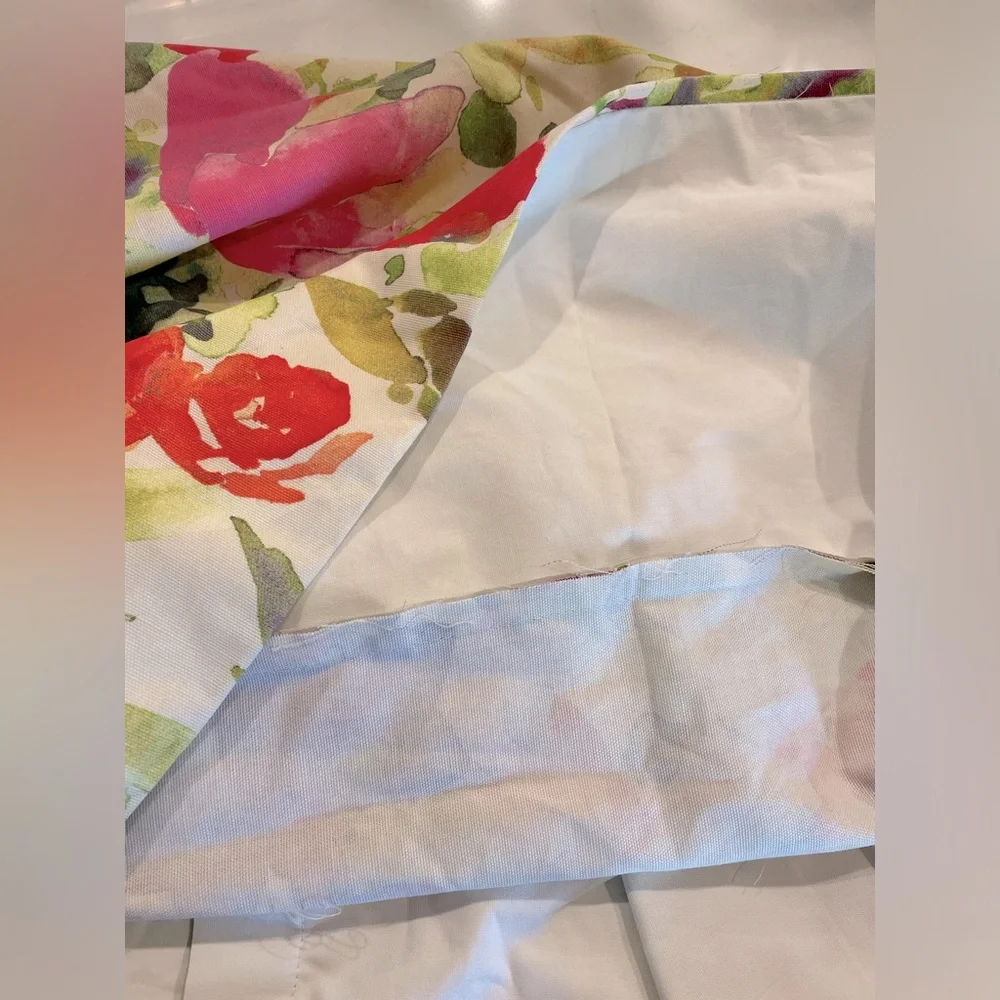 (Set of 2) Custom Floral Ottoman Slipcovers, Like New, ** Covers ONLY**